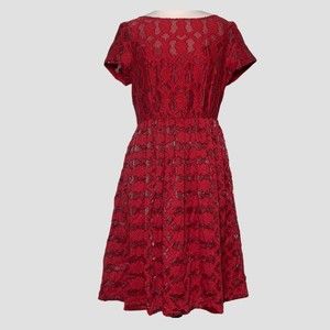 Anthropologie Moulinette Soures Rubied Red Fit and Flare Dress 8
